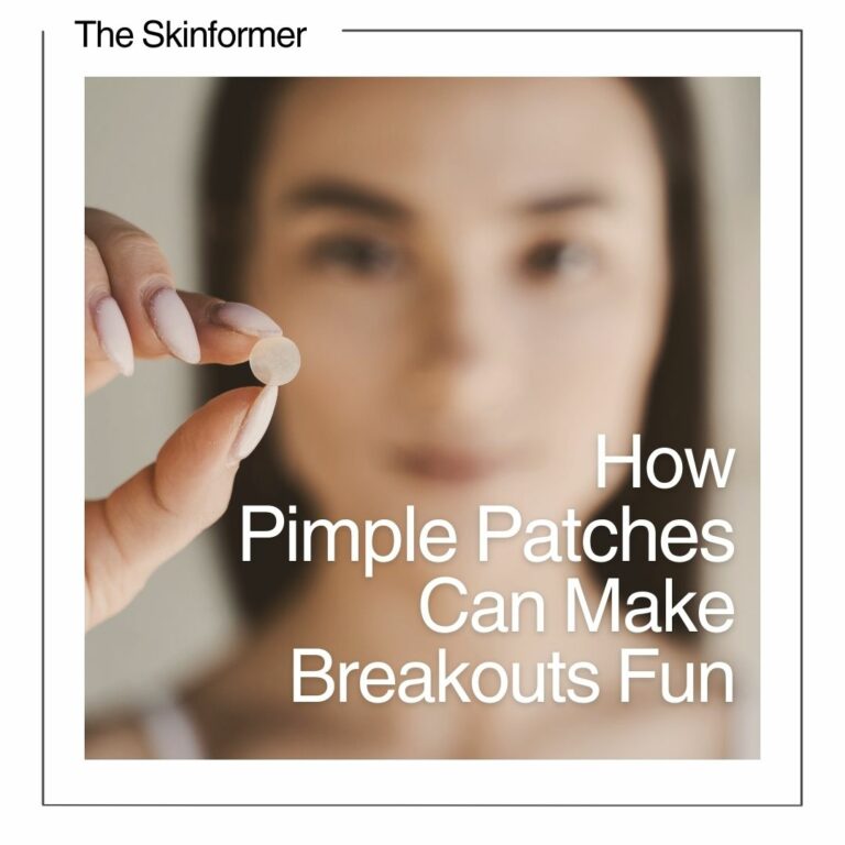 Woman holding a small pimple patch up to the camera. Text overlay reads, "How Pimple Patches Can Make Breakouts Fun".